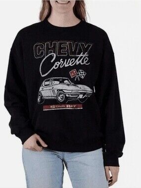 0239-Chevy Corvette Black Graphic Crewneck Sweatshirt